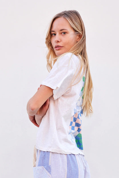 BAILEY/44 Women's Sundry Checkers Crew Neck Tee in Cream