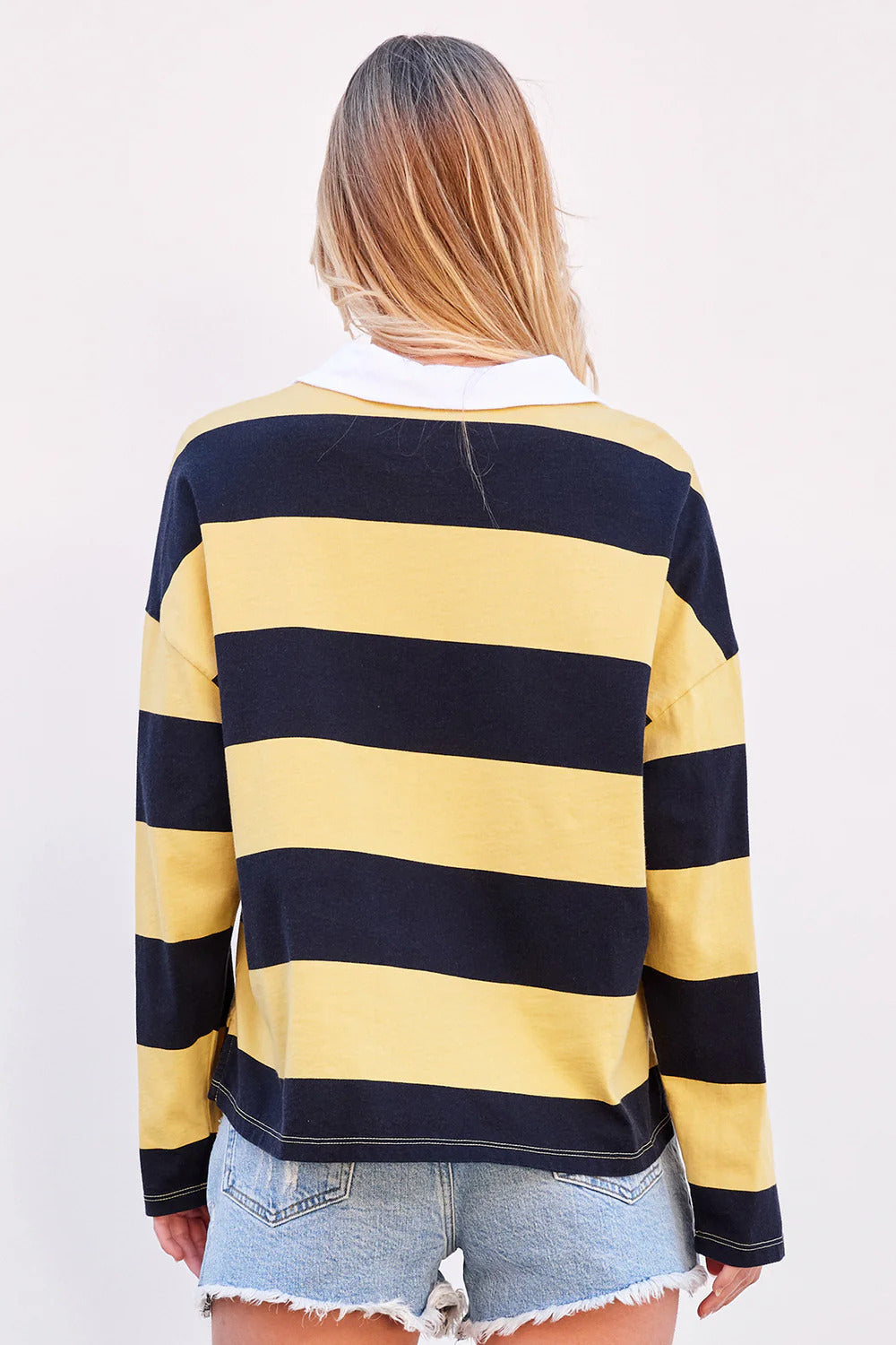 BAILEY/44 Women's Sundry Rugby Stripe Crop Polo Shirt in Sun