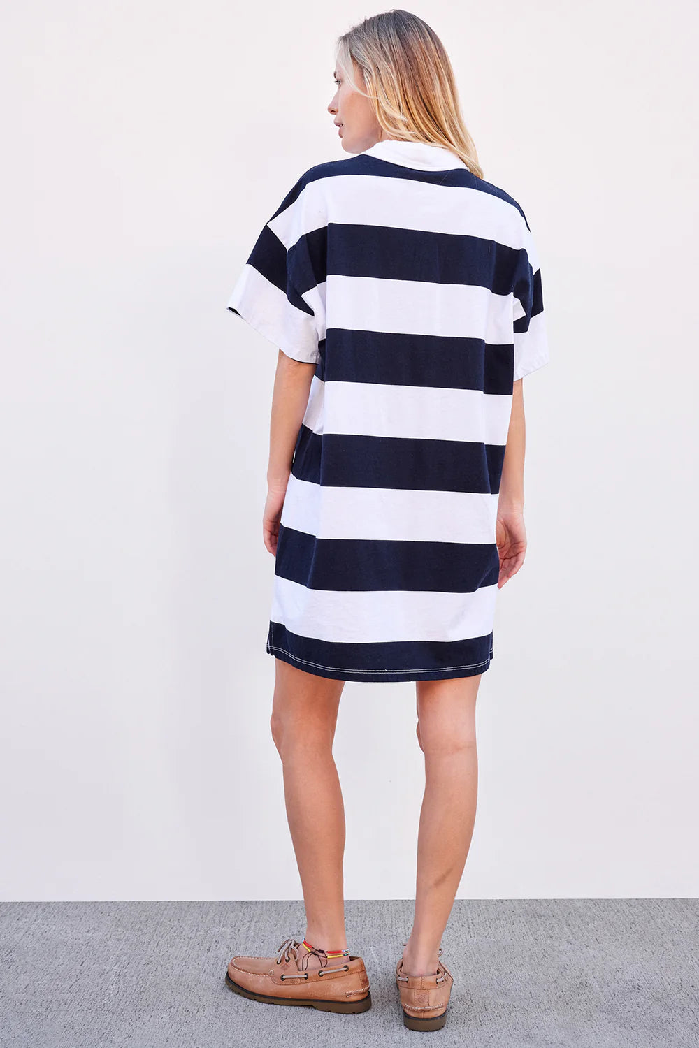 BAILEY/44 Women's Sundry Rugby Stripe Polo Shirt Dress in Optic White