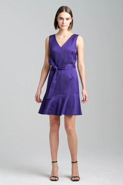 Natori Scroll Jacquard Ruffle Dress