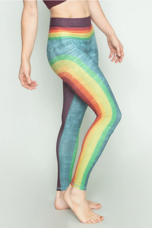 Niyama Sol Women's Retro Rainbow Barefoot Leggings - Rainbow