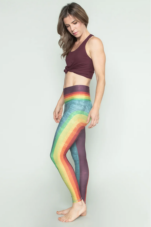 Niyama Sol Women's Retro Rainbow Barefoot Leggings - Rainbow