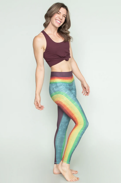 Niyama Sol Women's Retro Rainbow Barefoot Leggings - Rainbow