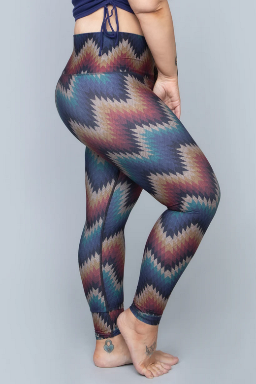 Niyama Sol Women's Aztec ZigZag Barefoot Leggings - Blue