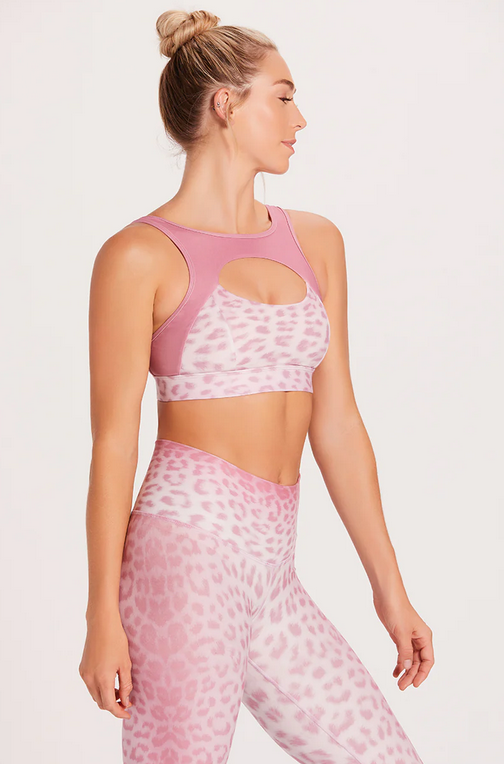 Niyama Sol Women's Peek-A-Boo Sports Bra - Leopard Pink