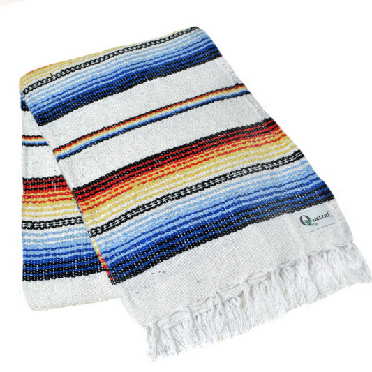 Mexican Blankets White Sante Fe Blanket