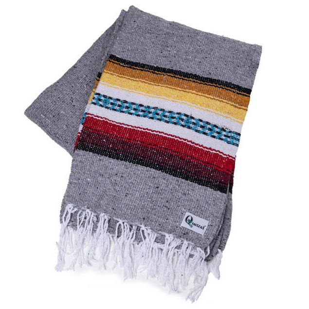 Mexican Blankets Gray with Red and Yellow Taos Blanket