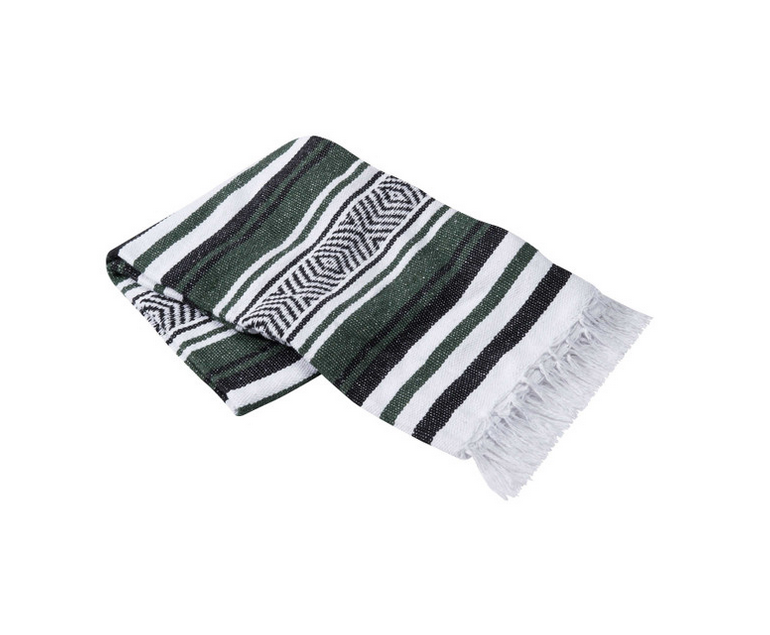 Mexican Blankets Olive, White and Black Vera Cruz Mexican Blanket