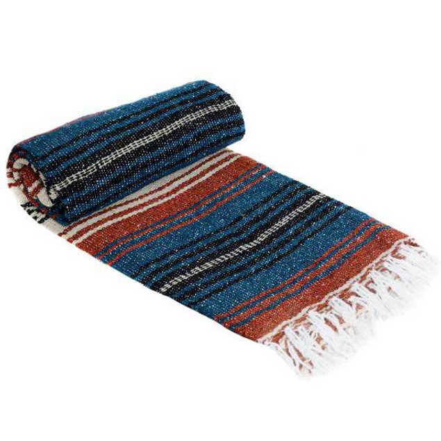 Mexican Blankets Terra Cotta, Teal, and Tan La Montana Mexican Blanket