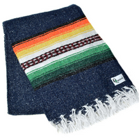 Mexican Blankets Navy with Green, Yellow and Orange Taos Blanket