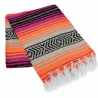 Mexican Blankets Hot Pink, Orange, and Tan La Montana Mexican Blanket