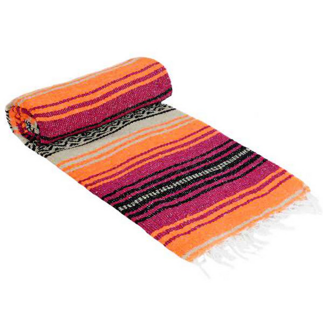 Mexican Blankets Hot Pink, Orange, and Tan La Montana Mexican Blanket