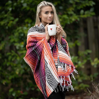 Mexican Blankets Hot Pink, Orange, and Tan La Montana Mexican Blanket