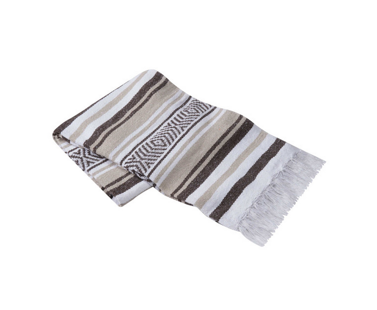 Mexican Blankets Dark Brown, Tan, and White Vera Cruz Mexican Blanket