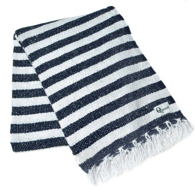 Mexican Blankets Navy and White Cabo Blanket