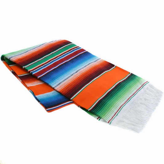 Mexican Blankets Authentic Mexican Serape Blanket - Orange