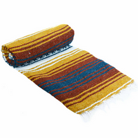 Mexican Blankets Teal, Terra Cotta, and Gold La Montana Mexican Blanket