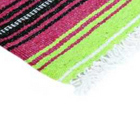 Mexican Blankets Hot Pink, Apple Green, and White La Montana Mexican Blanket