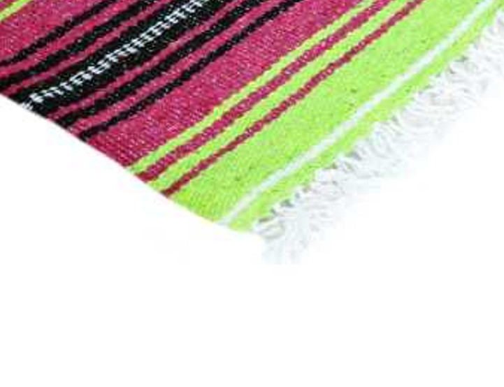 Mexican Blankets Hot Pink, Apple Green, and White La Montana Mexican Blanket