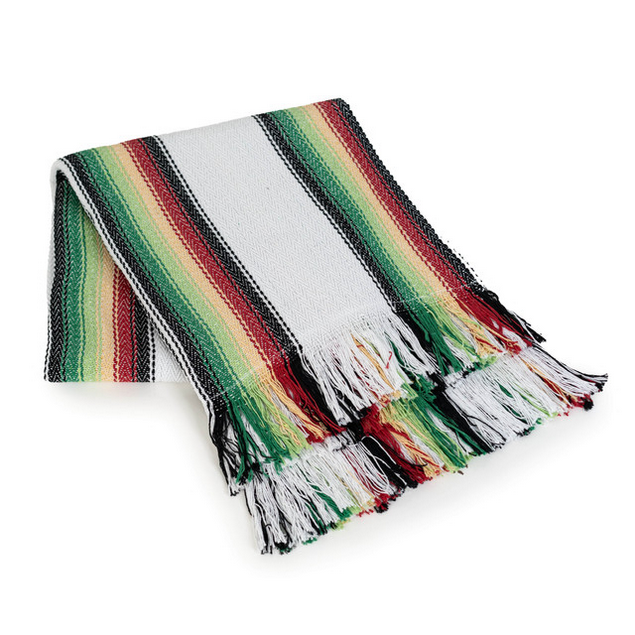 Mexican Blankets La Playa Mexican Blanket - White