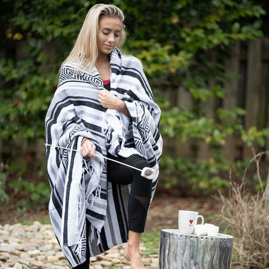 Mexican Blankets Gray, White and Black Vera Cruz Mexican Blanket