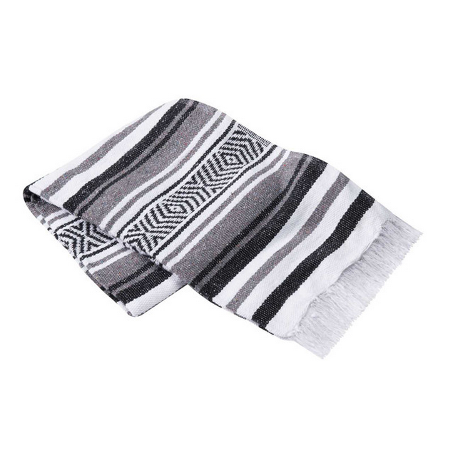 Mexican Blankets Gray, White and Black Vera Cruz Mexican Blanket