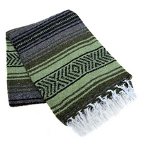 Mexican Blankets Dark Olive, Light Olive, and Charcoal La Montana Mexican Blanket