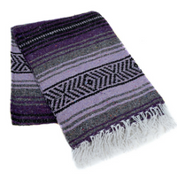 Mexican Blankets Dark Purple, Light Purple, and Charcoal La Montana Mexican Blanket