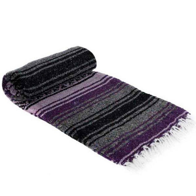 Mexican Blankets Dark Purple, Light Purple, and Charcoal La Montana Mexican Blanket