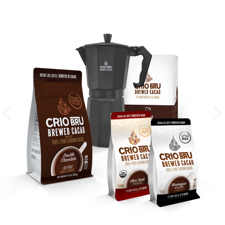 Crio Bru 12 Cup Stovetop Espresso Maker Double Chocolate Welcome Starter Set