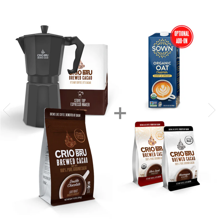 Crio Bru 12 Cup Stovetop Espresso Maker Double Chocolate Welcome Starter Set