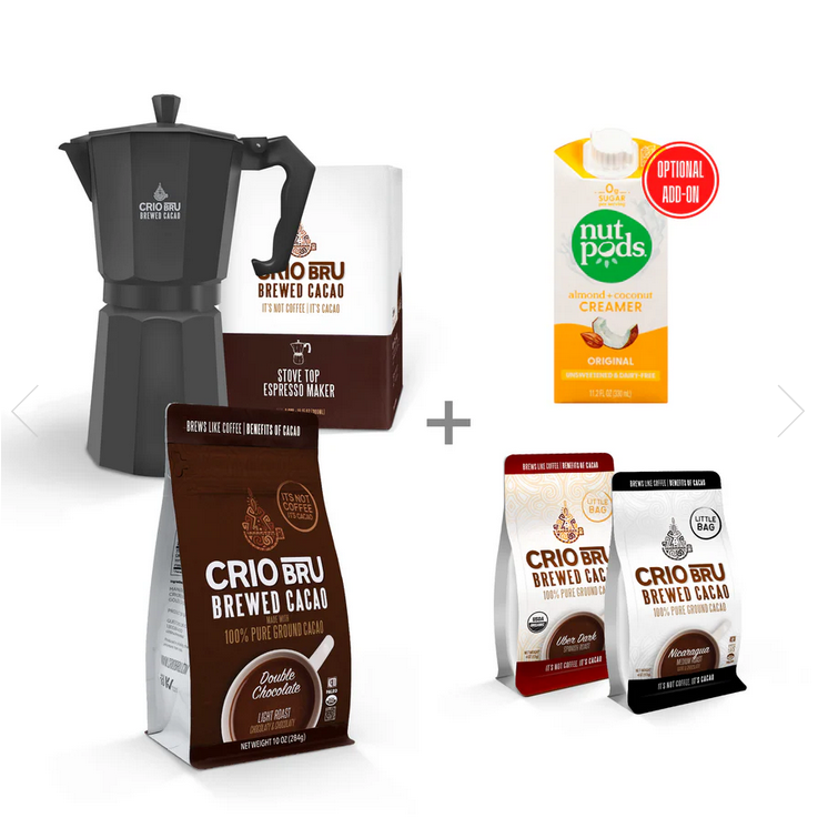 Crio Bru 12 Cup Stovetop Espresso Maker Double Chocolate Welcome Starter Set