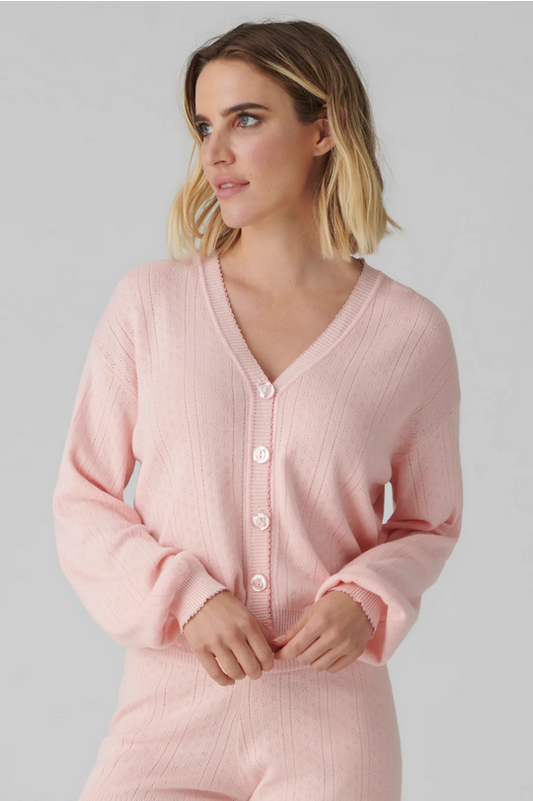 P.J. Salvage Women's Sweetheart Pointelle Cardigan - Pale Pink