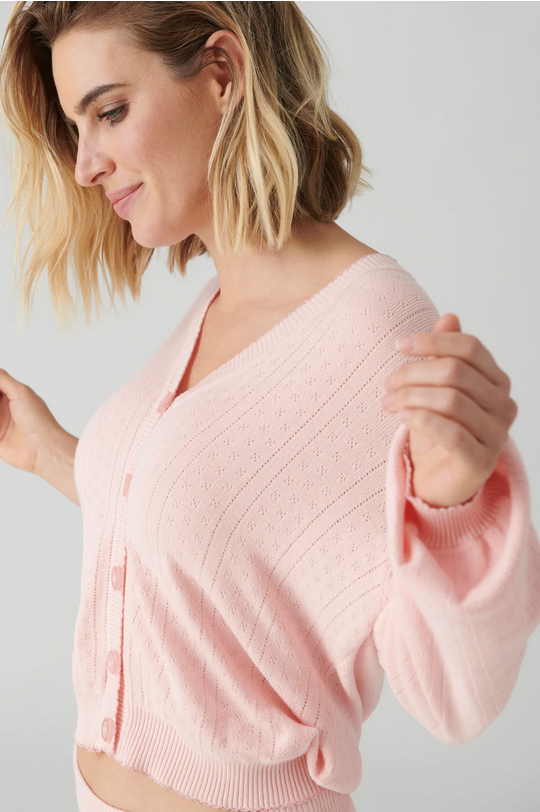 P.J. Salvage Women's Sweetheart Pointelle Cardigan - Pale Pink