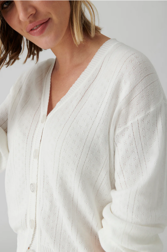 P.J. Salvage Women's Sweetheart Pointelle Cardigan - Ivory