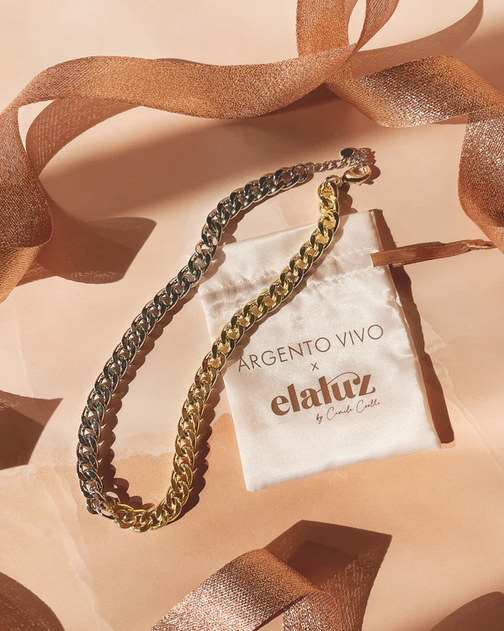 ARGENTO VIVO THE DOUBLE FLASH TWO TONE CHAIN NECKLACE (ELALUZ X ARGENTO VIVO)