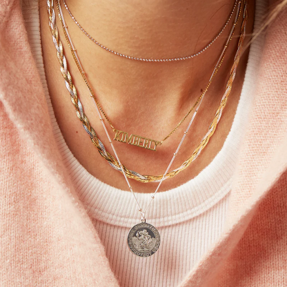 ARGENTO VIVO SAINT CHRISTOPHER SCRIPT NECKLACE