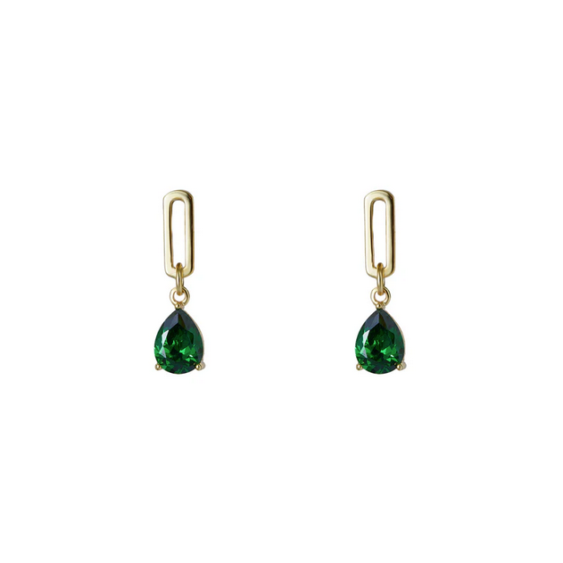 ARGENTO VIVO THE EMERALD PAPERCLIP DROP EARRING