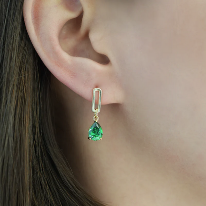 ARGENTO VIVO THE EMERALD PAPERCLIP DROP EARRING