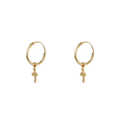 ARGENTO VIVO THE CROSS DROP MINI HOOP