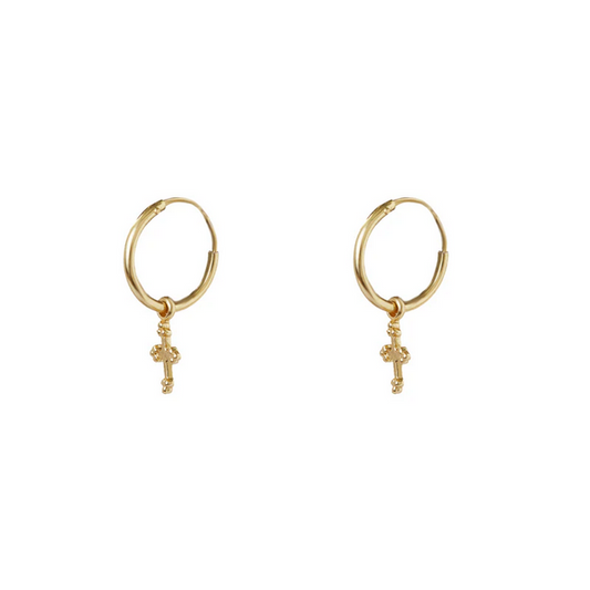 ARGENTO VIVO THE CROSS DROP MINI HOOP