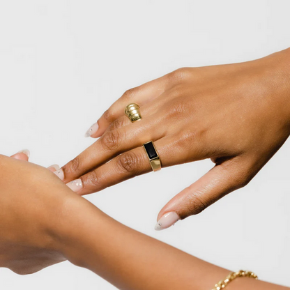 ARGENTO VIVO THE ONYX RECTANGLE RING