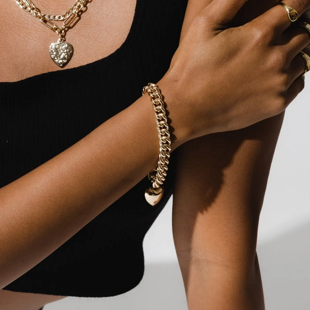 ARGENTO VIVO THE GOLD AMOUR CUBAN LINK BRACELET