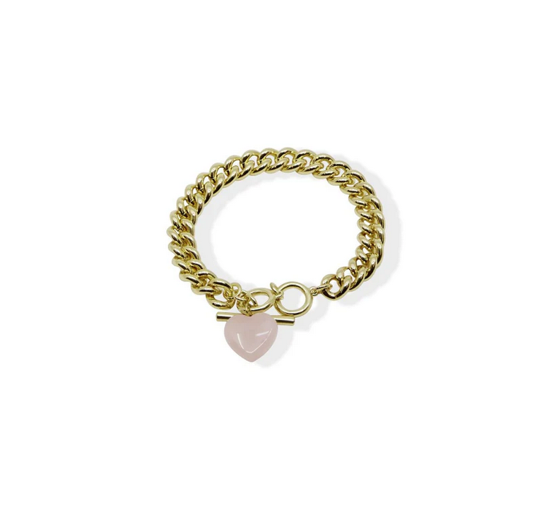 ARGENTO VIVO THE ROSE AMOUR CUBAN LINK BRACELET