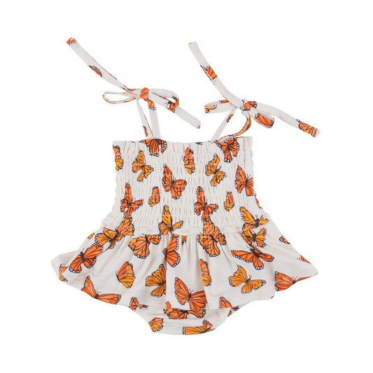 Angel Dear Kid's Smocked Bubble W/ Skirt - Mariposa Monarca - 0-3M