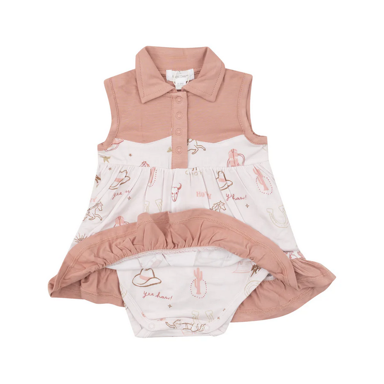 Angel Dear Kid's Cowgirl Bodysuit Dress - Wild West Pink - 0-3M