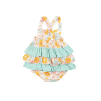 Angel Dear Kid's Ruffle Sunsuit - Good Vibes Daisy - 0-3M