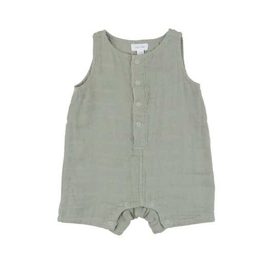 Angel Dear Kid's Shortie Romper - Desert Sage Solid Muslin