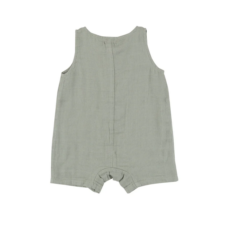 Angel Dear Kid's Shortie Romper - Desert Sage Solid Muslin