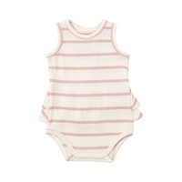 Angel Dear Kid's Rib Ruffle Tank Bubble - Silver Pink + Sugar Swizzle - 0-3M